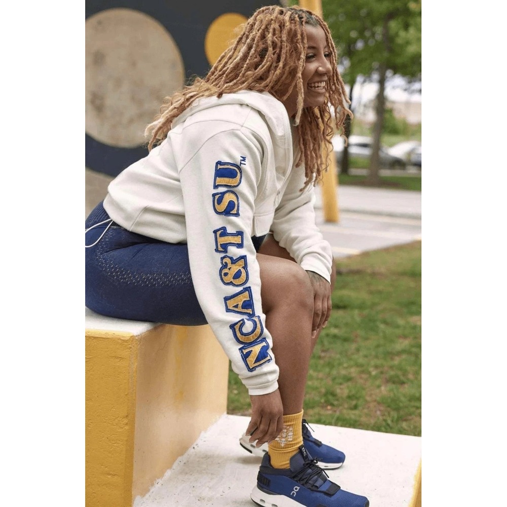 Free People FP Movement Summer Glass NC A&T Athleisure Zip Hoodie Aggie Pride S